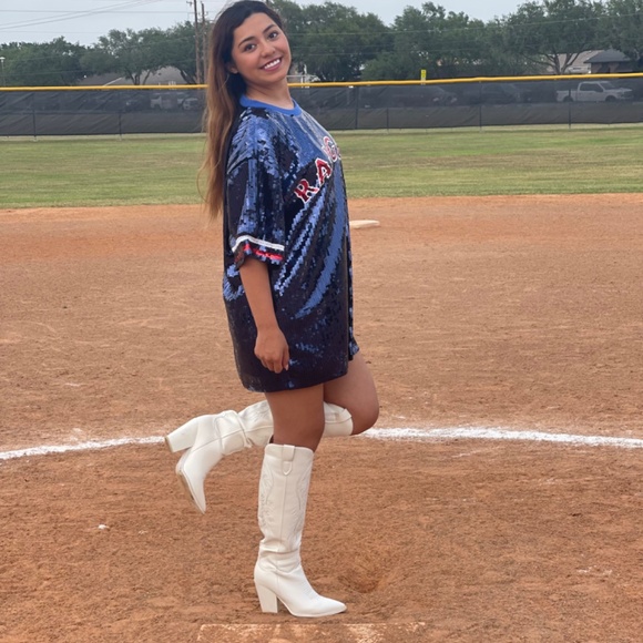 Rangers Fan Oversized Sequin Shirt/Dress - Picture 4 of 5